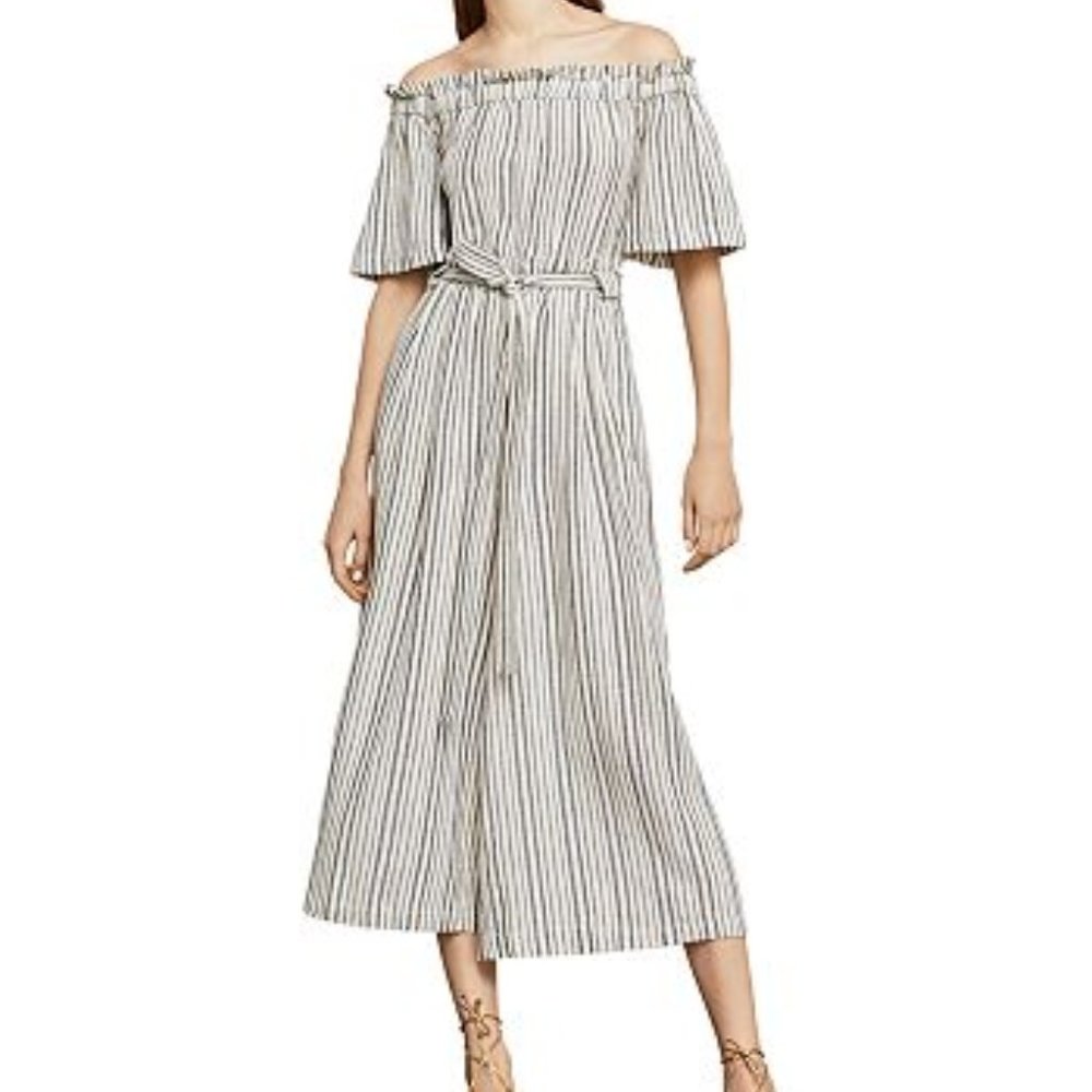 BCBGMAXAZRIA Striped Cropped Wide-Leg Jumpsuit Sz XXS